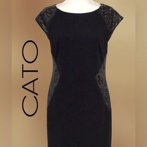 CATO Cut-Out Dress, Black‎ and Tan, Size 8